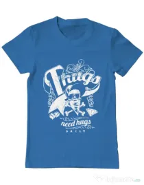 Tricou ADLER barbat Thugs need hugs Albastru azuriu