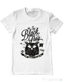 Tricou ADLER barbat The black flag owl Alb