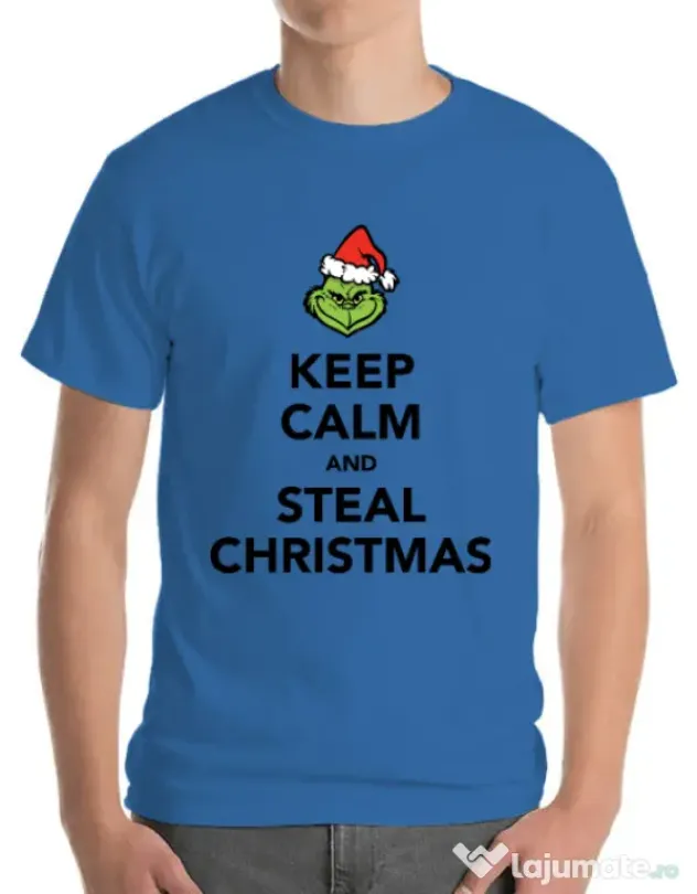 Tricou ADLER barbat Steal Christmas Albastru azuriu
