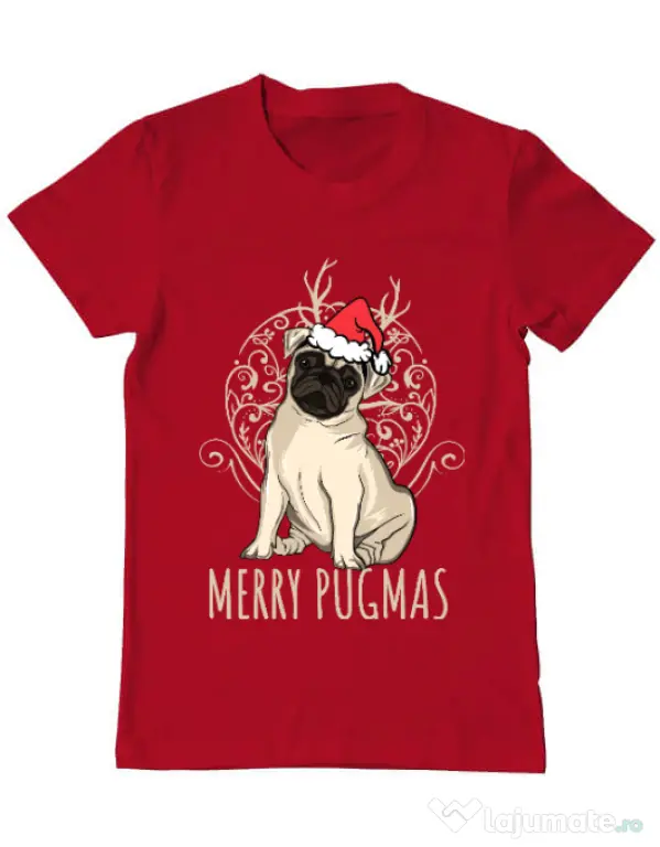 Tricou ADLER barbat Merry pugmas Rosu