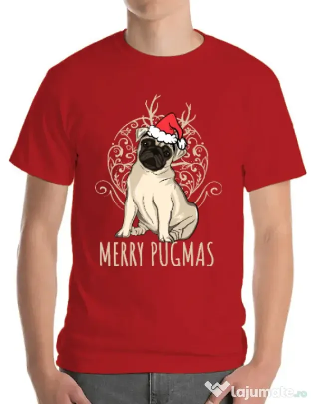 Tricou ADLER barbat Merry pugmas Rosu