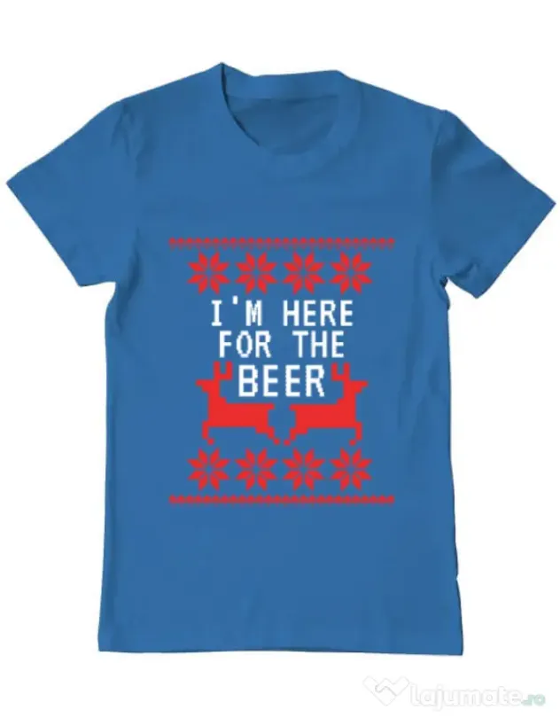 Tricou ADLER barbat Here for the beer Albastru azuriu