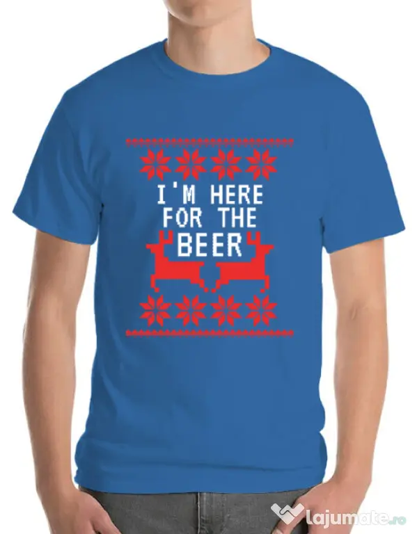 Tricou ADLER barbat Here for the beer Albastru azuriu