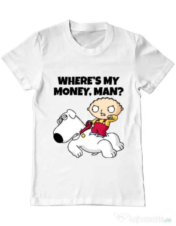 Tricou ADLER barbat Where s my money Alb