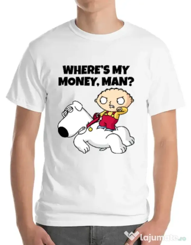 Tricou ADLER barbat Where s my money Alb
