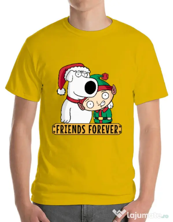 Tricou ADLER barbat Friends forever Galben