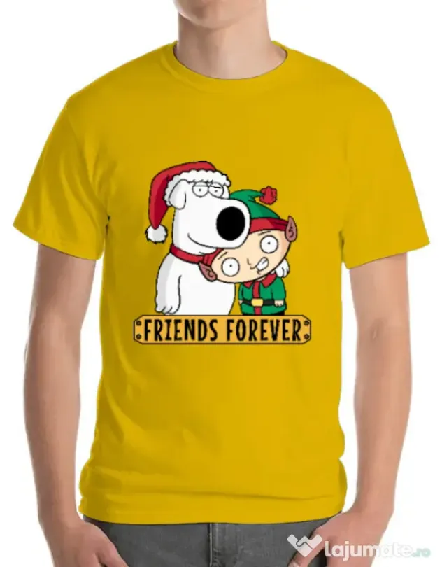 Tricou ADLER barbat Friends forever Galben