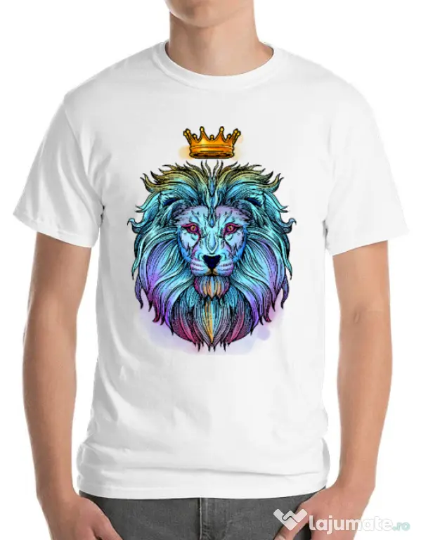 Tricou ADLER barbat Lion king Alb