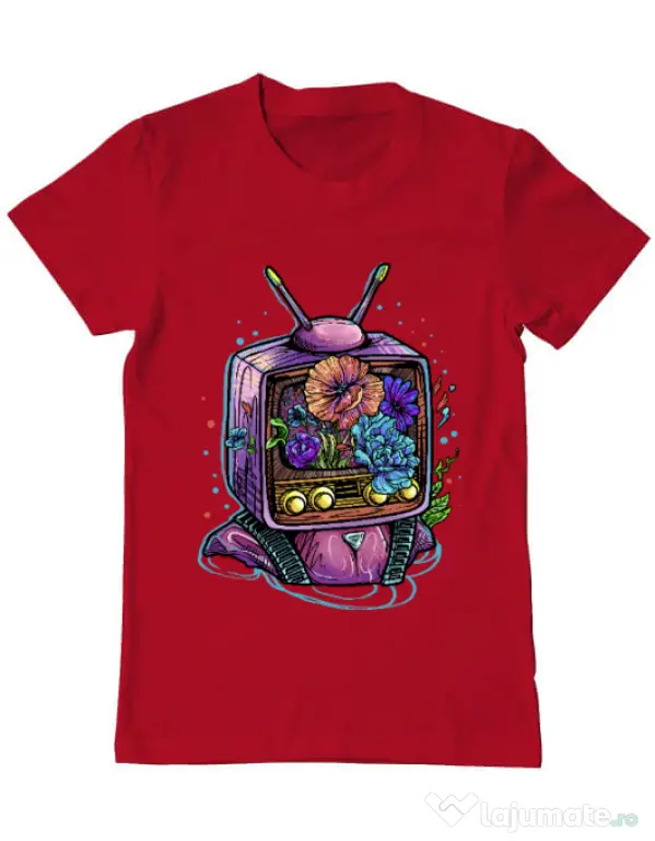 Tricou ADLER barbat Flower television Rosu