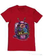Tricou ADLER barbat Flower television Rosu