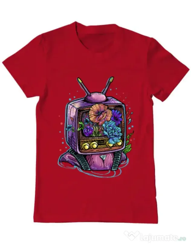 Tricou ADLER barbat Flower television Rosu