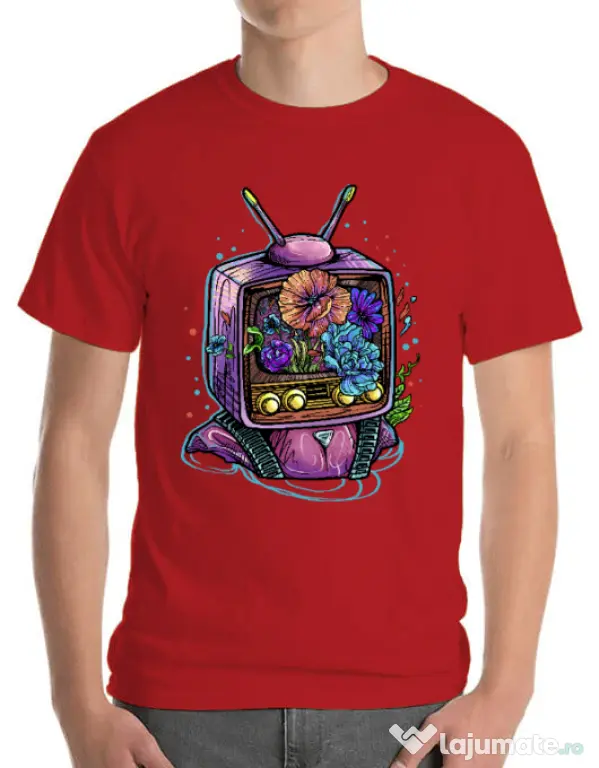 Tricou ADLER barbat Flower television Rosu