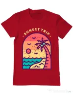 Tricou ADLER barbat Sunset trip Rosu