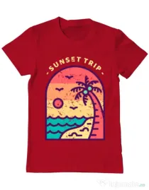 Tricou ADLER barbat Sunset trip Rosu