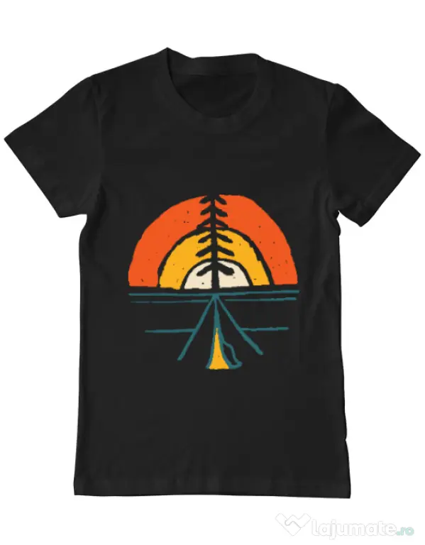 Tricou ADLER barbat Camp and sunset Negru
