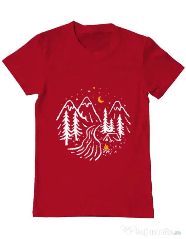 Tricou ADLER barbat Night camping Rosu