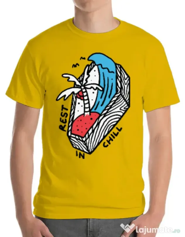 Tricou ADLER barbat Rest in chill Galben