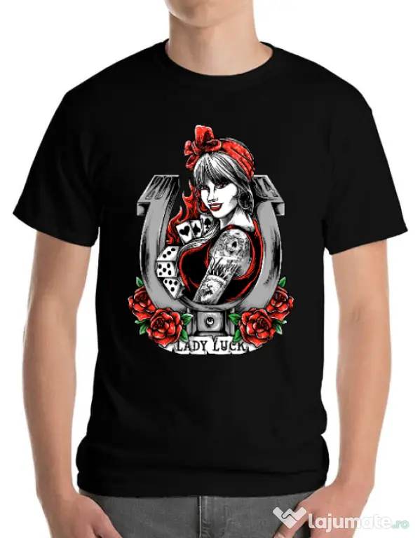 Tricou ADLER barbat Lady luck Negru