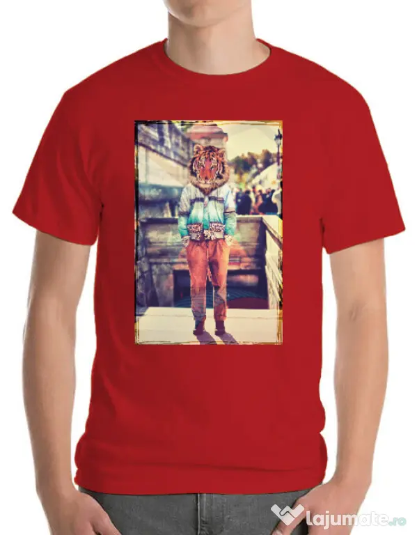 Tricou ADLER barbat Tiger head Rosu