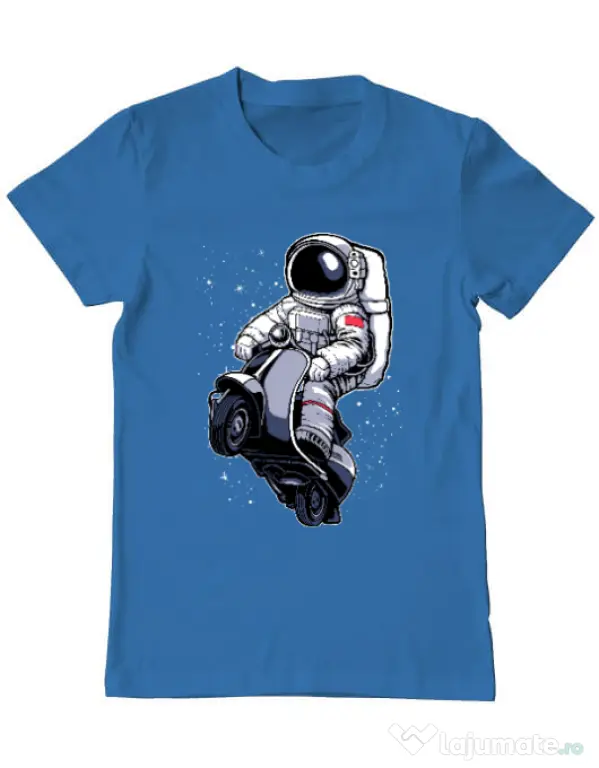 Tricou ADLER barbat Astronaut scooter Albastru azuriu