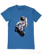 Tricou ADLER barbat Astronaut scooter Albastru azuriu