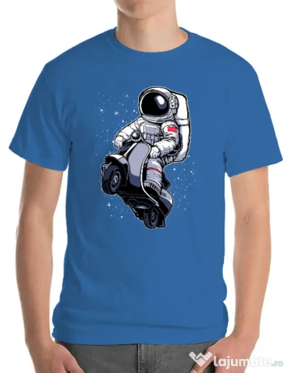 Tricou ADLER barbat Astronaut scooter Albastru azuriu