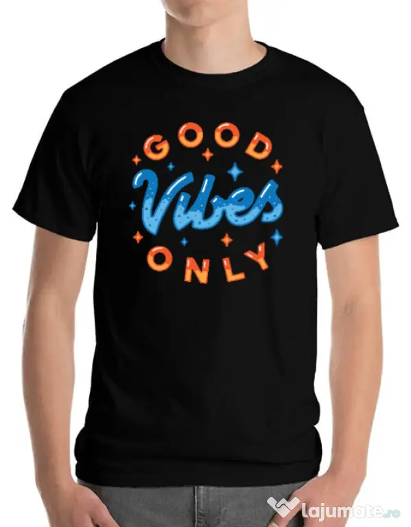 Tricou ADLER barbat Good vibes only Negru