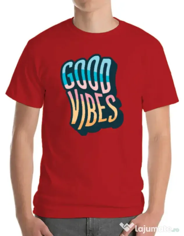 Tricou ADLER barbat Good vibes Rosu