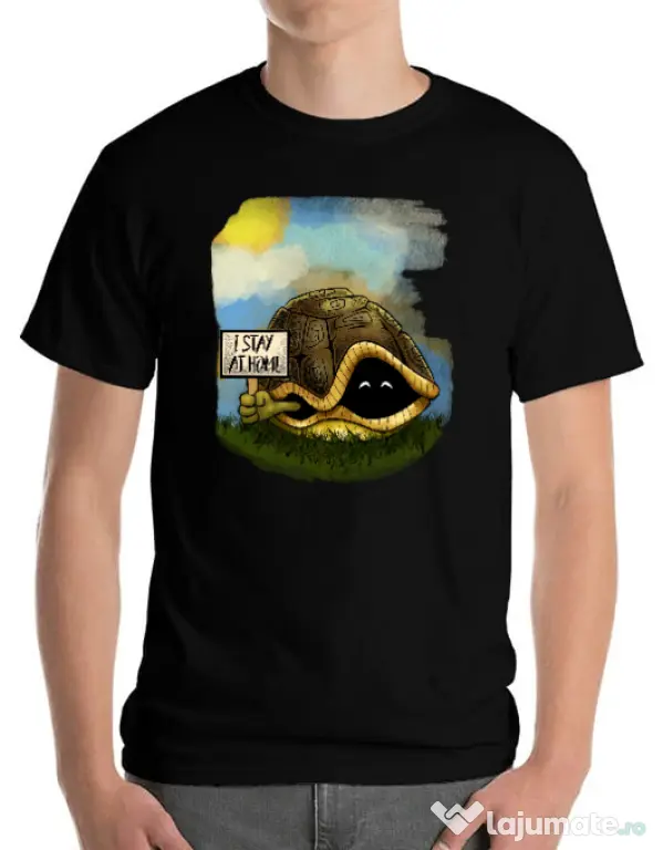 Tricou ADLER barbat I stay home Negru