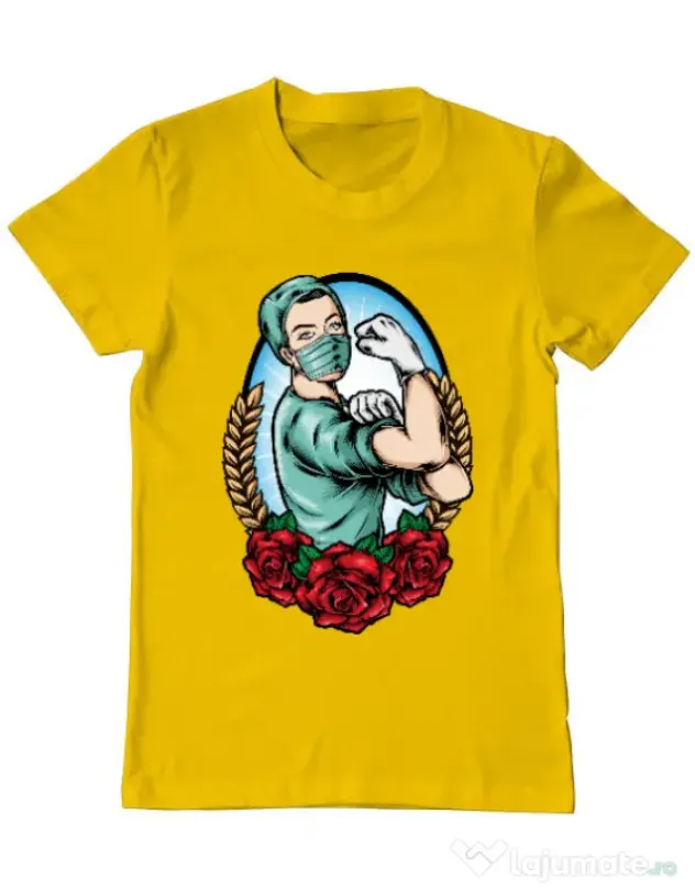 Tricou ADLER barbat Rockabilly Nurse Galben