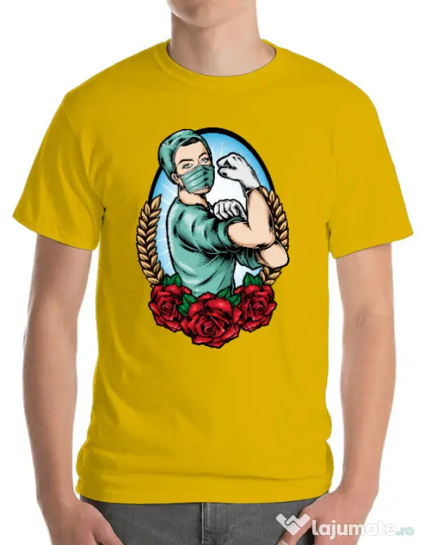 Tricou ADLER barbat Rockabilly Nurse Galben
