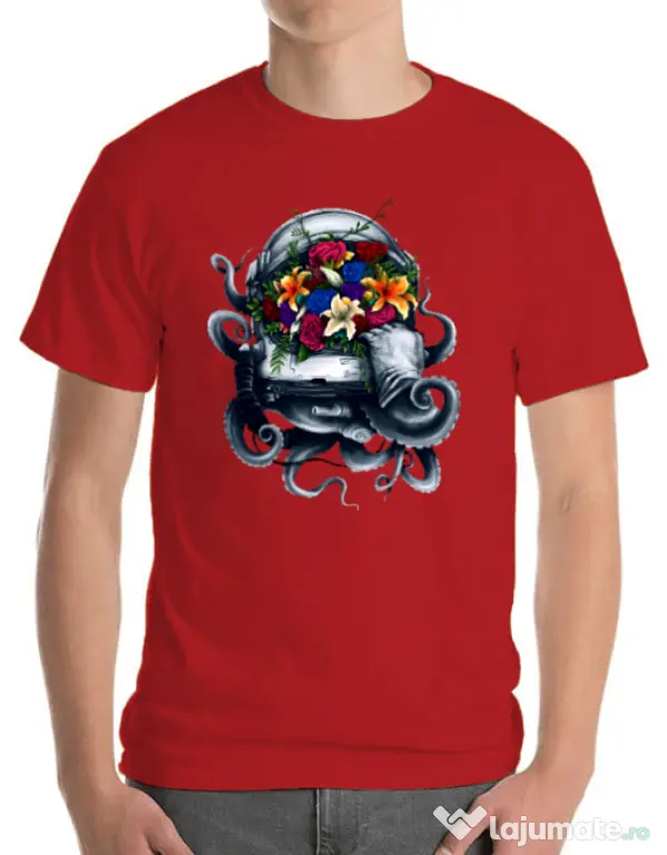 Tricou ADLER barbat Space bloom Rosu