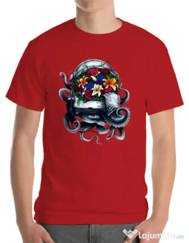 Tricou ADLER barbat Space bloom Rosu
