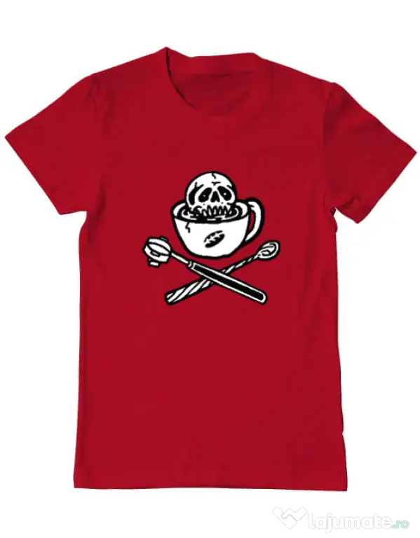 Tricou ADLER barbat Death before decaf Rosu