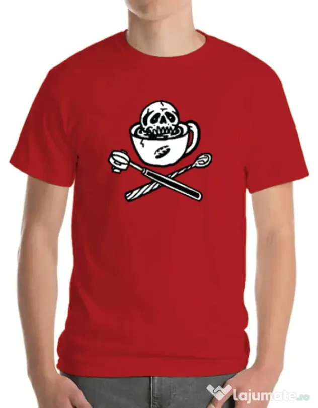 Tricou ADLER barbat Death before decaf Rosu
