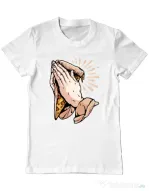 Tricou ADLER barbat Pray for pizza Alb