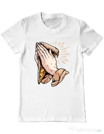 Tricou ADLER barbat Pray for pizza Alb