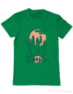 Tricou ADLER barbat Skull and Cactus Verde mediu
