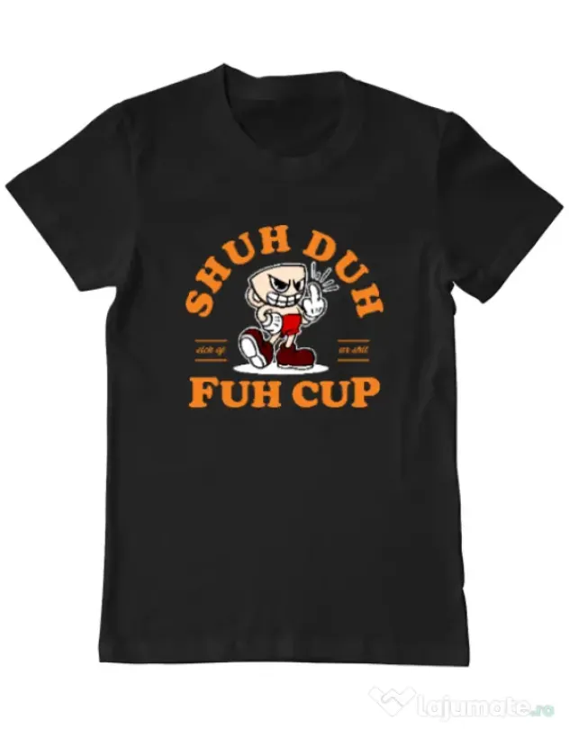 Tricou ADLER barbat Shut the fuh cup Negru