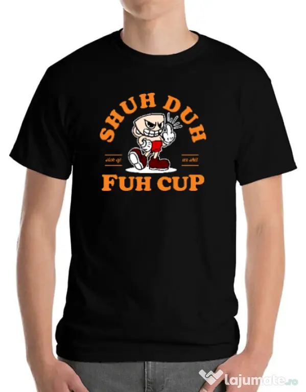 Tricou ADLER barbat Shut the fuh cup Negru