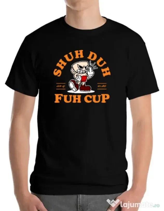 Tricou ADLER barbat Shut the fuh cup Negru