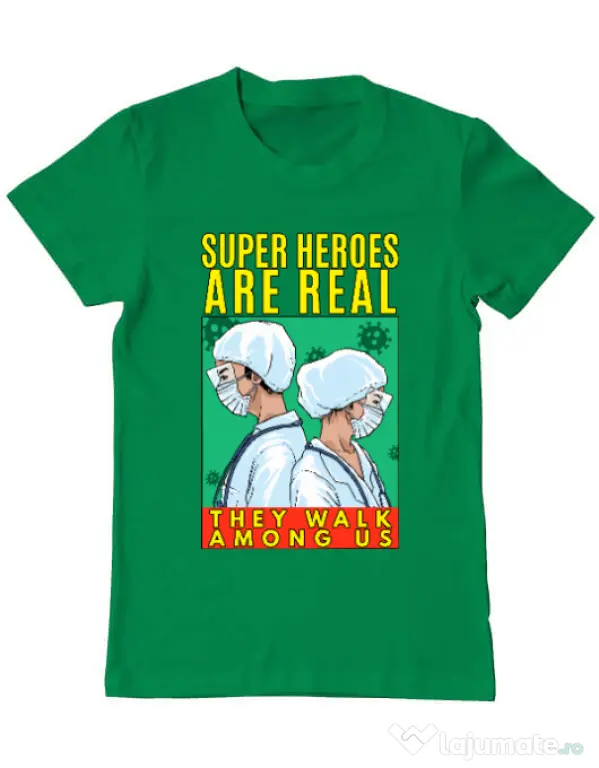 Tricou ADLER barbat Real super heroes Verde mediu
