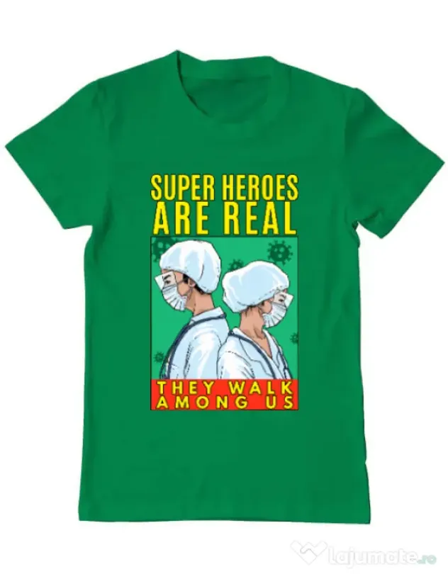 Tricou ADLER barbat Real super heroes Verde mediu
