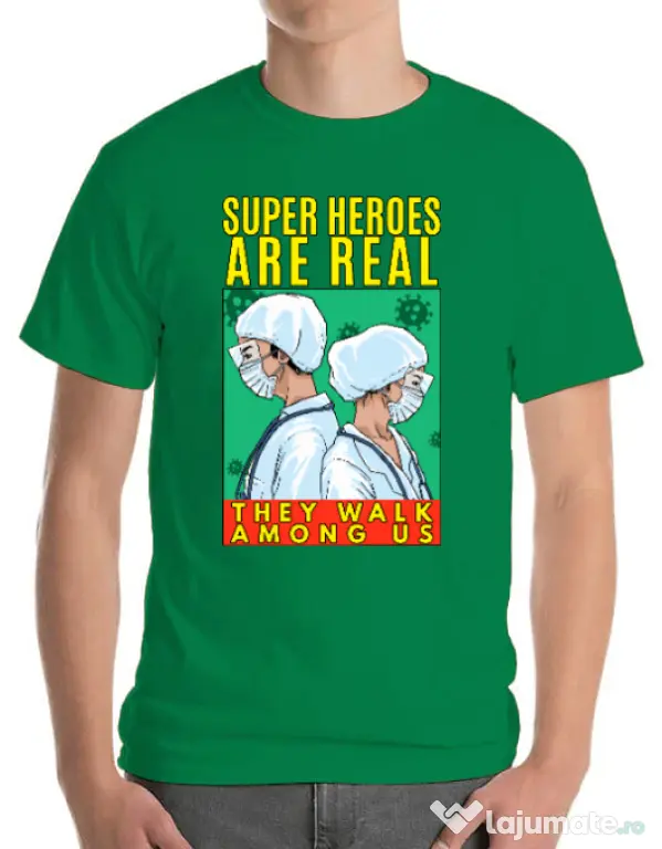 Tricou ADLER barbat Real super heroes Verde mediu