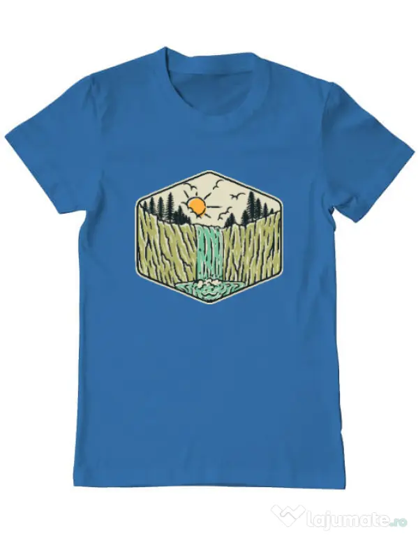 Tricou ADLER barbat Beauty waterfall Albastru azuriu