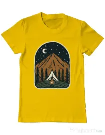 Tricou ADLER barbat Camp mountain night Galben