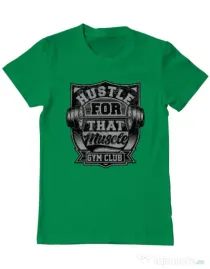 Tricou ADLER barbat Hustle for that muscle Verde mediu