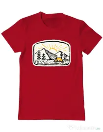Tricou ADLER barbat Hand drawn camp Rosu