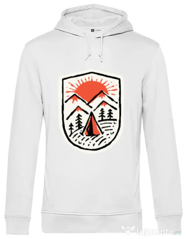 Hoodie barbat cu gluga Sunset camp Alb