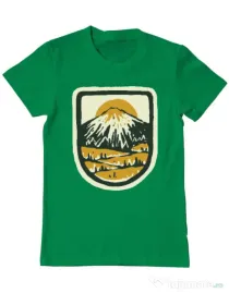 Tricou ADLER barbat Hand drawn mountains Verde mediu